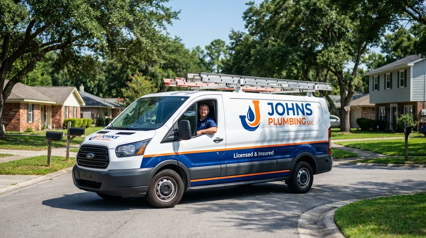 Johns Plumbing LLC service van in Bay Springs, MS