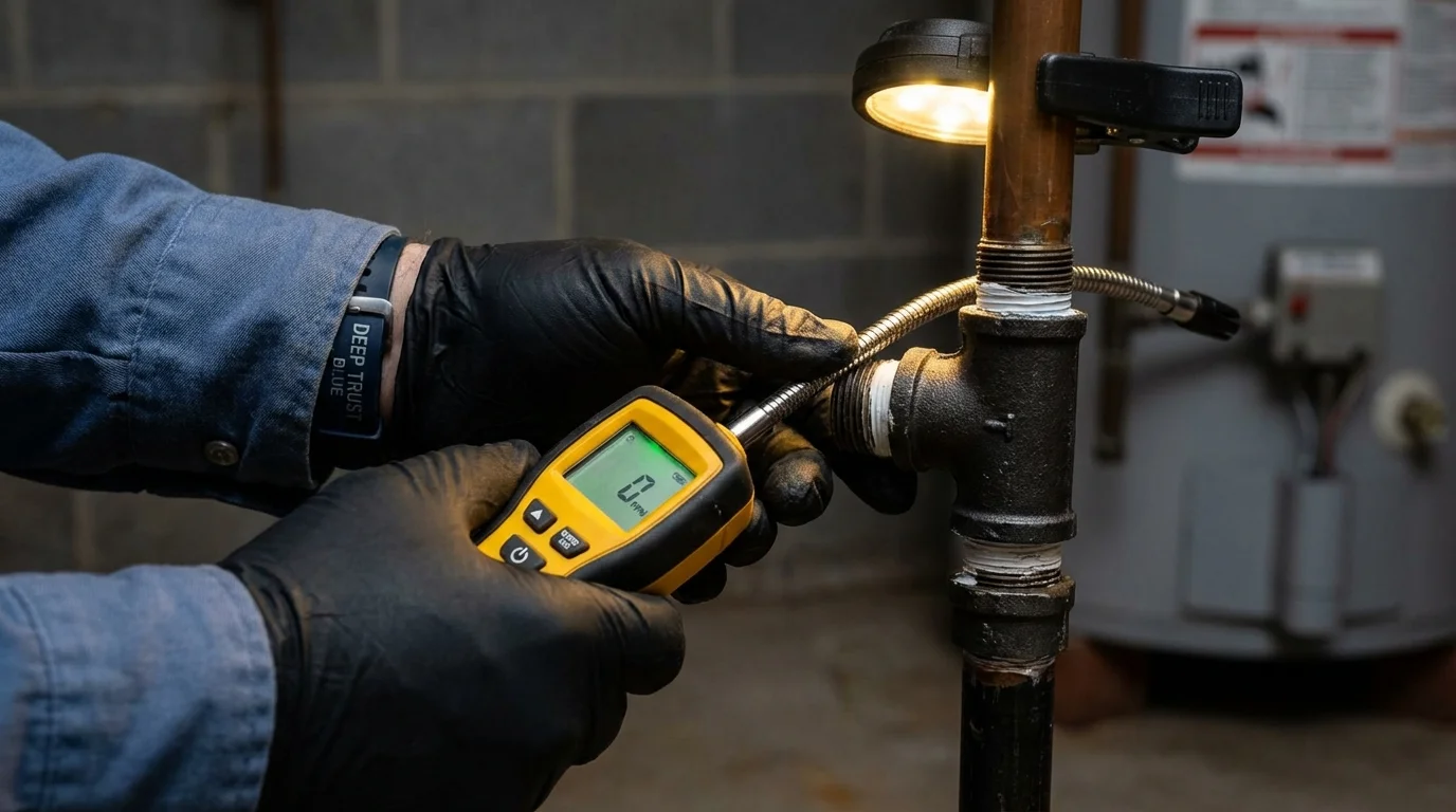 Gas leak detection with electronic sniffer by Johns Plumbing LLC in Bay Springs